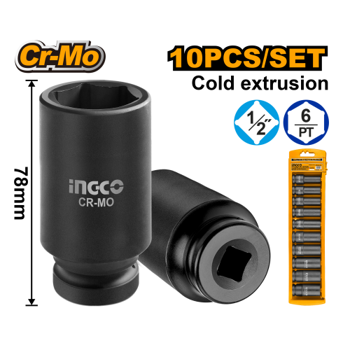 JUEGO 10 DADOS 1/2" IMPACTO PROFUNDOS