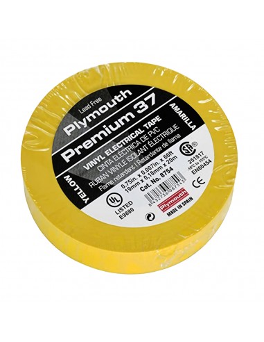 CINTA PLYMOUTH PREMIUM 37 AMARILLO 7.0 20MX 19MM