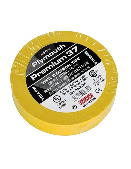 CINTA PLYMOUTH PREMIUM 37 AMARILLO 7.0 20MX 19MM