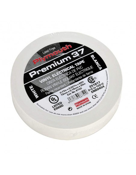 CINTA PLYMOUTH PREMIUM 37 BLANCO 7.0 20MX 19MM