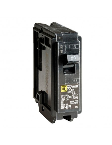 SQUARE-D BREAKER HOM 1P, 20A, 120/240V