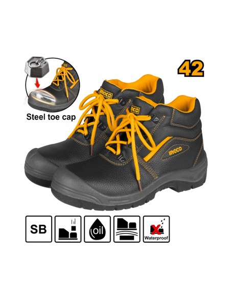 BOTAS NEGRAS DE SEGURIDAD PARA ACERO INGCO TALLA 42