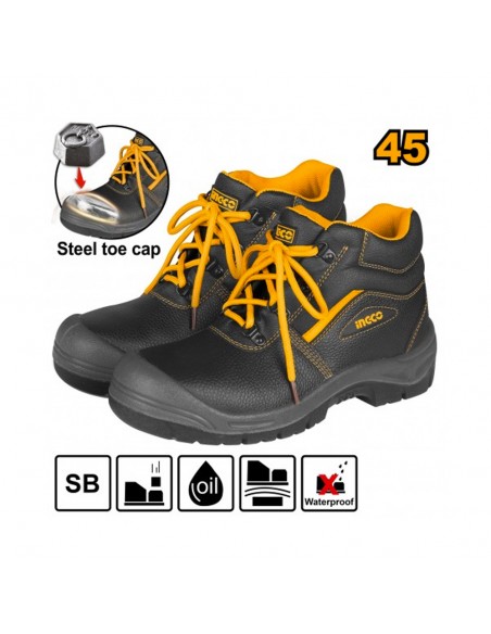 BOTAS NEGRAS DE SEGURIDAD PARA ACERO INGCO TALLA 45