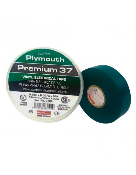 CINTA PLYMOUTH PREMIUM 37 VERDE 7.0 20MX 19MM