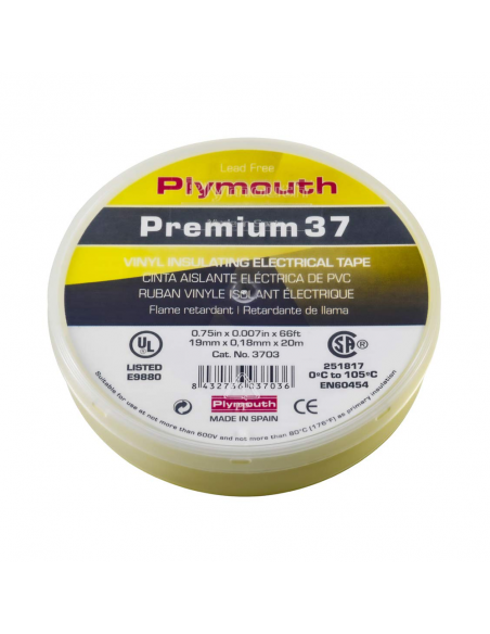 CINTA PLYMOUTH PREMIUM 37 AMARILLO 7.0 20MX 19MM