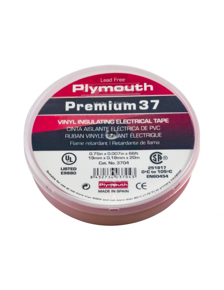 CINTA PLYMOUTH PREMIUM 37 RED 7.0 20MX 19MM