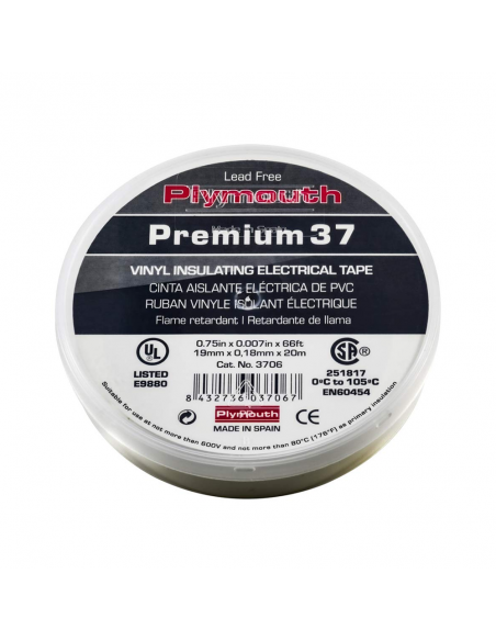 CINTA PLYMOUTH PREMIUM 37 BLANCO 7.0 20MX 19MM
