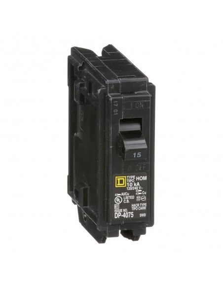 SQUARE-D BREAKER HOM 1P, 15A, 120/240V