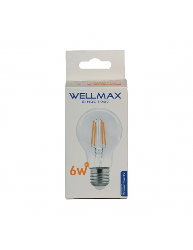 WELLMAX FOCO LED FILAMENTO 6W 2700K TRANSPARENTE