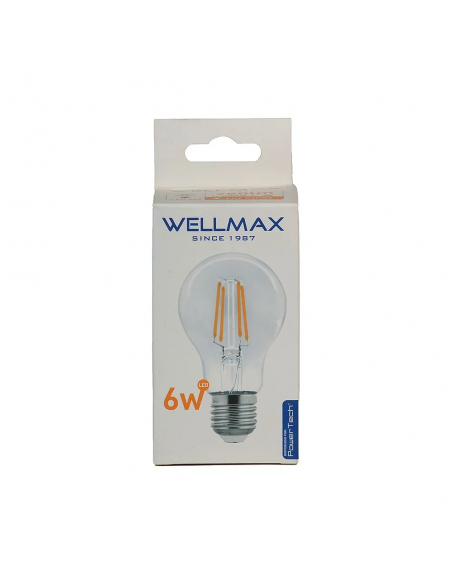 WELLMAX FOCO LED FILAMENTO 6W 2700K TRANSPARENTE