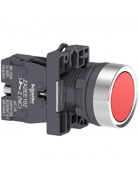 BOTON PULSADOR REDONDO ROJO 22MM RETORNO POR RESORTE 1NC XA2EA42