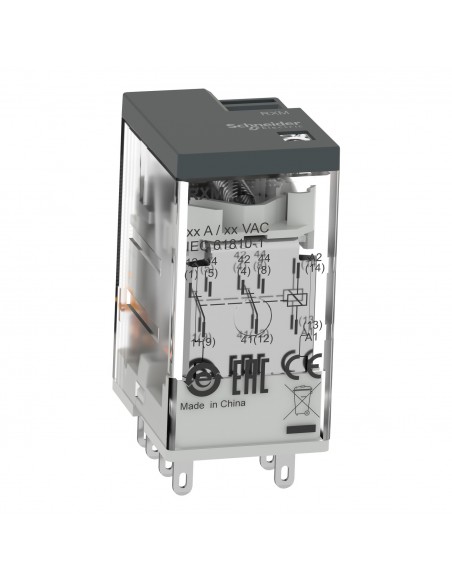 RELÉ ZELIO ENCHUFABLE EN MINIATURA - 2C/O - 230V AC - 5A - SIN LED RXM2LB1P7