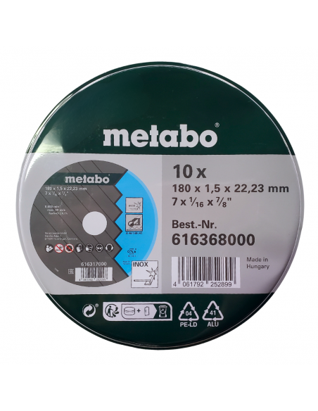 DISCOS CORTE LATA 10 UNIDADES DE 7" METABO 616368000