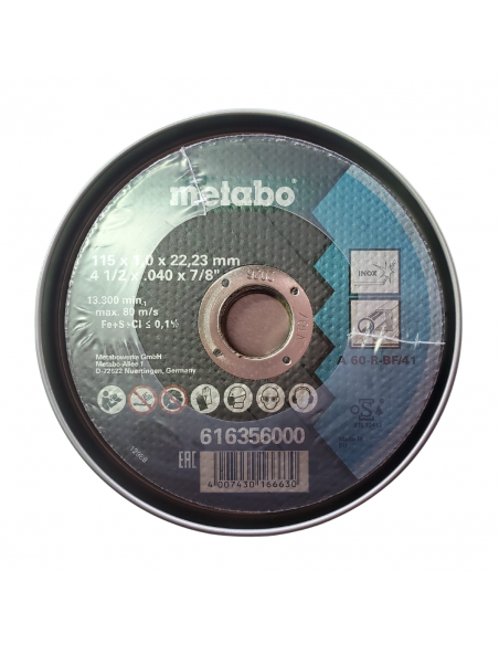 DISCOS CORTE LATA 10 UNIDADES DE 4 1/2" METABO 616358000