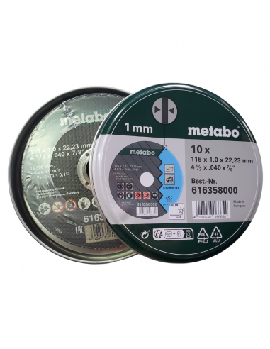 DISCOS CORTE LATA 10 UNIDADES DE 4 1/2" METABO...