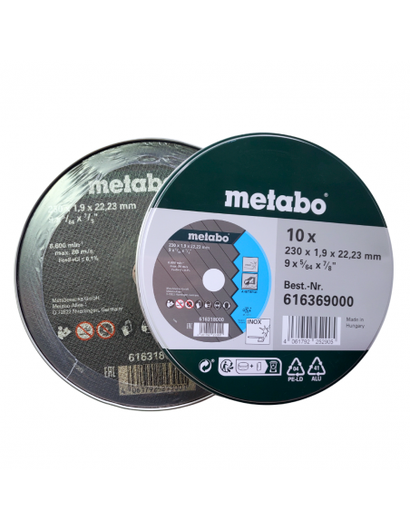DISCOS CORTE LATA 10 UNIDADES DE 9" METABO 616369000