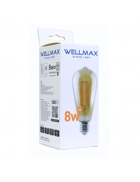 WELLMAX FOCO LED FILAMENTO AMBER 8W 2700K