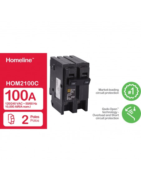 SQUARE-D BREAKER HOM 2P, 100A, 120/240V