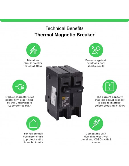 SQUARE-D BREAKER HOM 2P, 100A, 120/240V