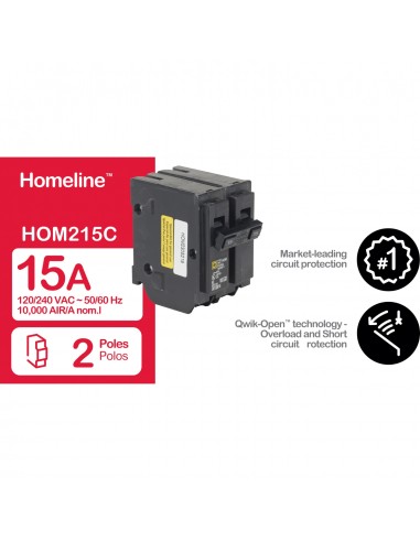 SQUARE-D BREAKER HOM 2P, 15A, 120/240V