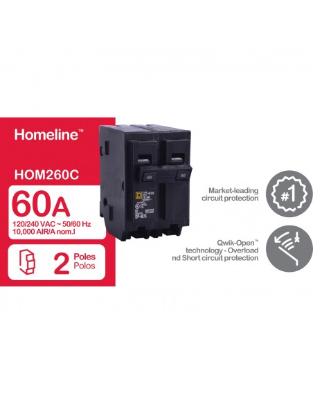 SQUARE-D BREAKER HOM 2P, 60A, 120/240V
