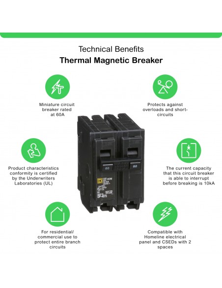 SQUARE-D BREAKER HOM 2P, 60A, 120/240V