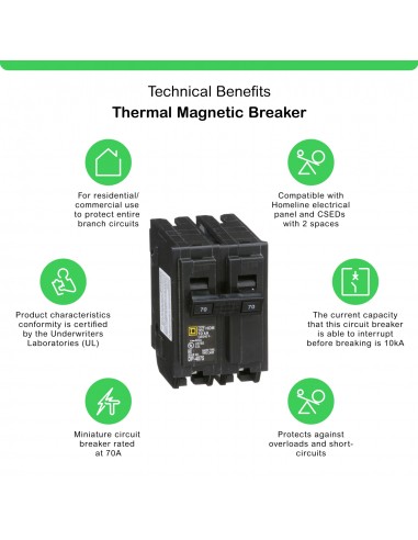 SQUARE-D BREAKER HOM 2P, 70A, 120/240V