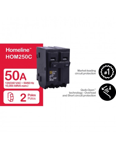 SQUARE-D BREAKER HOM 2P, 50A, 120/240V