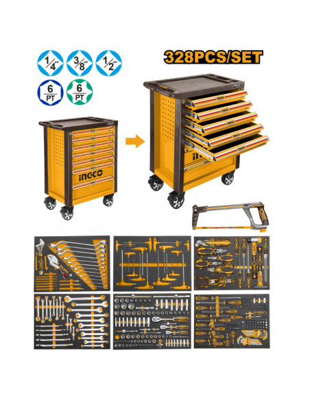 SET CAJA DE HERRAMIENTAS INDUSTRIAL DE 328 PIEZAS INGCO HTCS273281