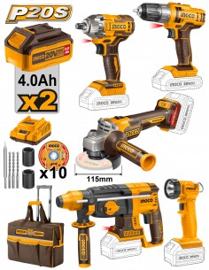 COMBO 5 HERRAMIENTAS INDUSTRIALES 20V INGCO UCKLI2019 2