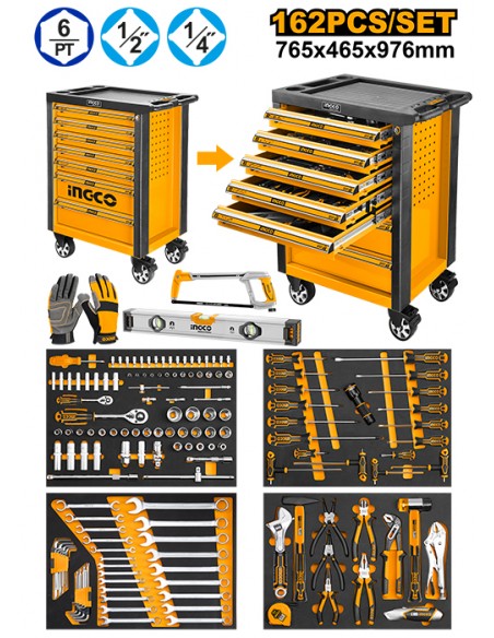 CARRO TALLER INGCO 162 PIEZAS HTCS271621