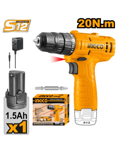 TALADRO ATORNILLADOR 12V ECO INGCO UCDLI12415