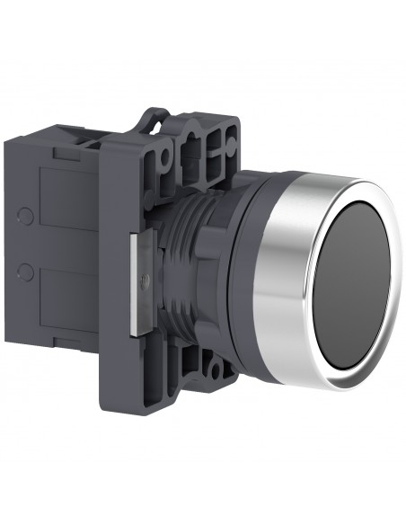 BOTON PULSADOR REDONDO NEGRO 22MM RETORNO POR RESORTE 1NO XA2EA21