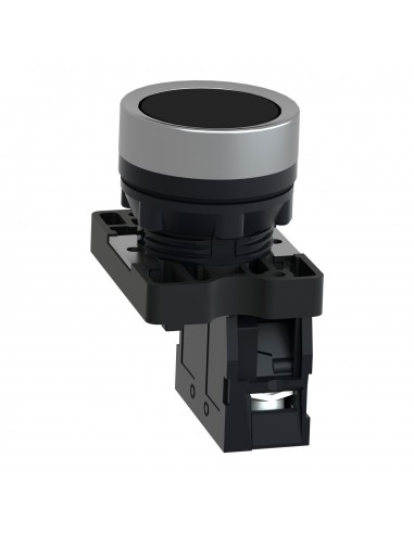 BOTON PULSADOR REDONDO NEGRO 22MM RETORNO POR...