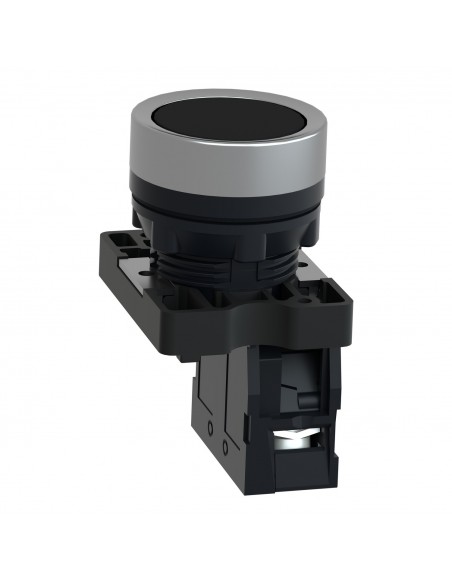 BOTON PULSADOR REDONDO NEGRO 22MM RETORNO POR RESORTE 1NO XA2EA21