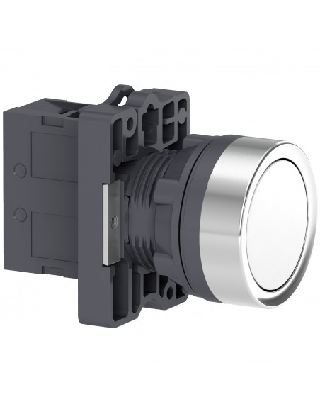 BOTON PULSADOR REDONDO BLANCO 22MM RETORNO POR RESORTE 1NO XA2EA11