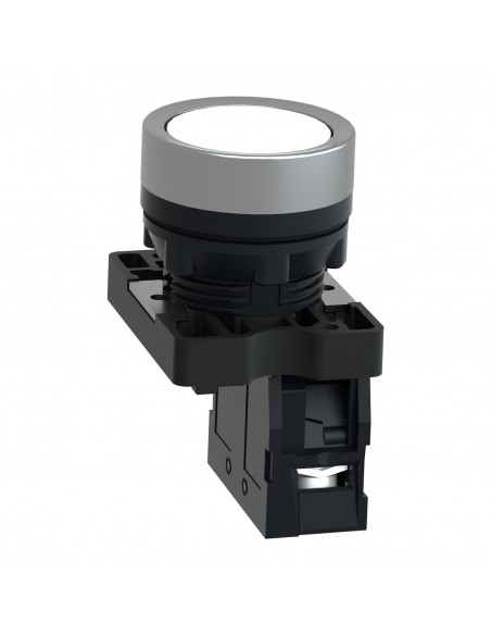 BOTON PULSADOR REDONDO BLANCO 22MM RETORNO POR RESORTE 1NO XA2EA11