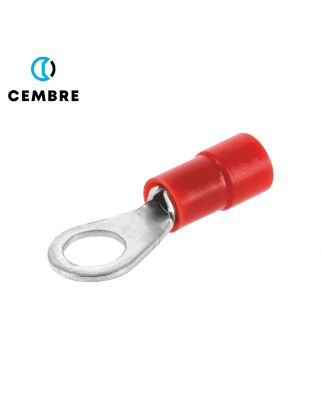 TERMINAL DE OJO PREAISLADO ROJO M5 - PARA CABLE 22-16 CEMBRE