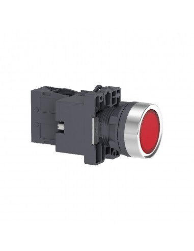 PULSADOR LUMINOSO ROJO 22MM RETORNO POR RESORTE 1NO XA2EW34B1