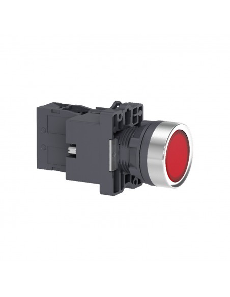 PULSADOR LUMINOSO ROJO 22MM RETORNO POR RESORTE 1NO XA2EW34B1