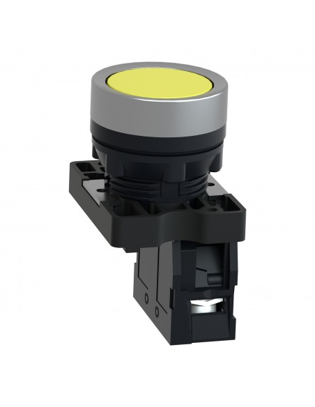 BOTON PULSADOR REDONDO AMARILLO 22MM RETORNO POR RESORTE 1NO XA2EA51