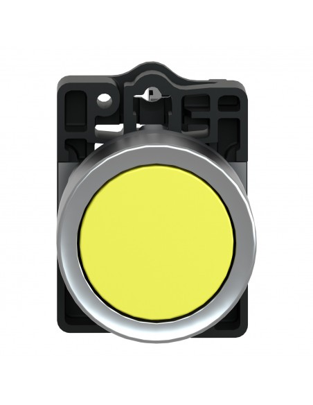 BOTON PULSADOR REDONDO AMARILLO 22MM RETORNO POR RESORTE 1NO XA2EA51