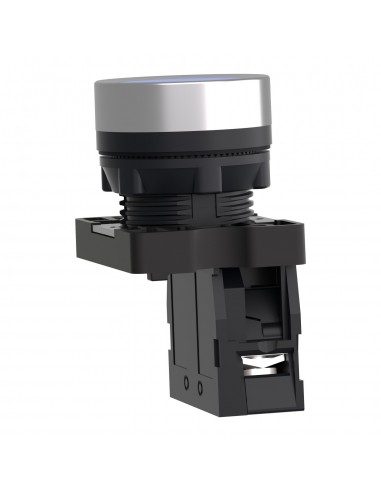 BOTON PULSADOR REDONDO AZUL 22MM RETORNO POR...