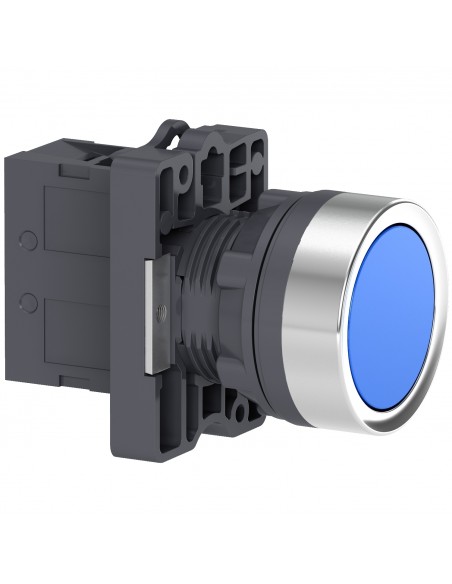 BOTON PULSADOR REDONDO AZUL 22MM RETORNO POR RESORTE 1NO XA2EA61