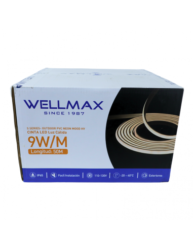 WELLMAX CINTA LED LUZ CÁLIDA 9WATTS 50 METROS