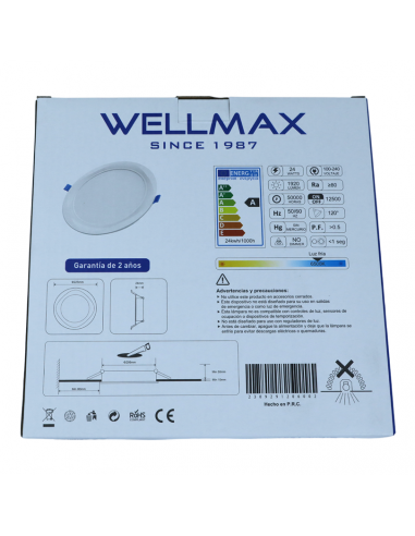 WELLMAX PANEL LED EMPOTRADO 24 WATTS