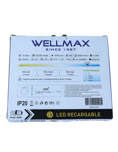 WELLMAX SPOT LED RECARGABLE 18 WATTS