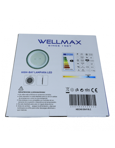 WELLMAX LÁMPARA HIGH BAY LED 200WATTS