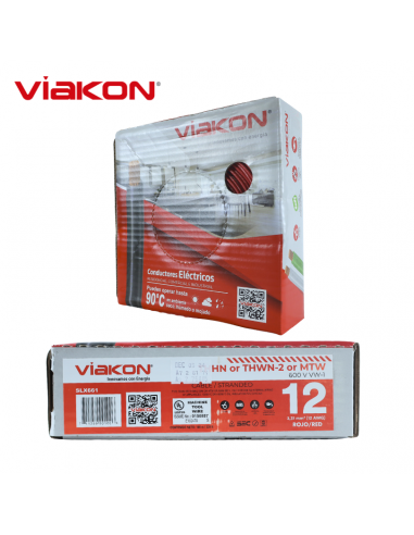 Cable Electrico Cobre THHN 12 AWG Rojo 100MT