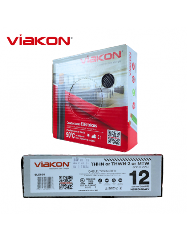 Cable Electrico Cobre THHN 12 AWG Negro 100MT